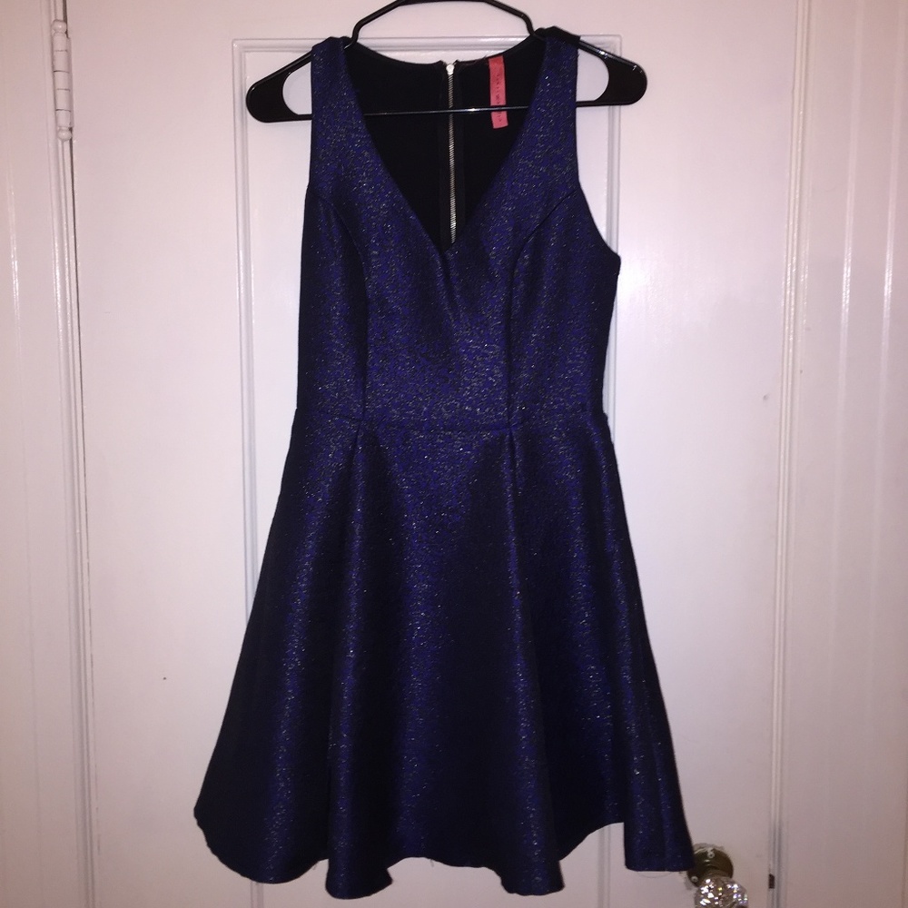 Fit & Flare Sparkly Black/Navy Party Dress